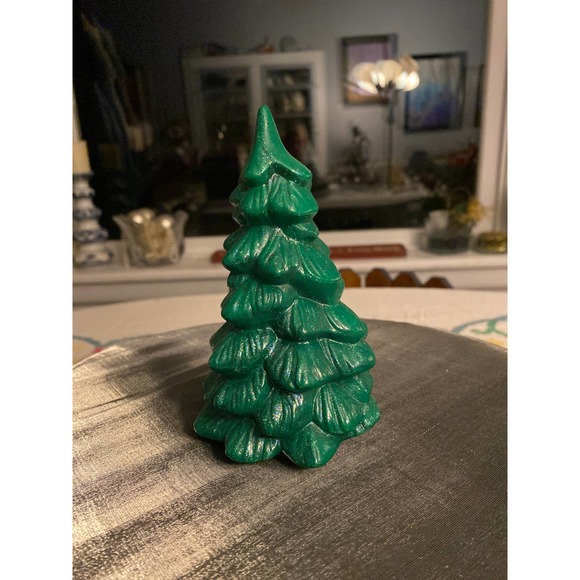 Handmade Ceramic Christmas Tree, No Lights, Green w touch iridescent glitter - Picture 8 of 12